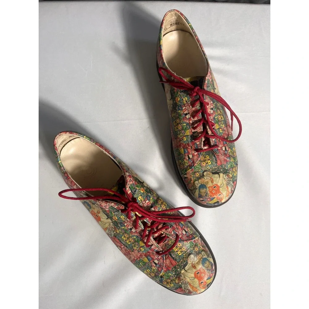 Jeon Klimt Art Print Lace Up Oxford Shoes Women's US 7M Made in USA Leather